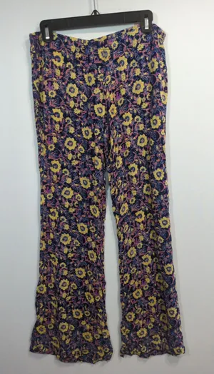 Billabong Multicolor Pull On Floral‎ Pants Womens LARGE Bohemian thumbnail 1