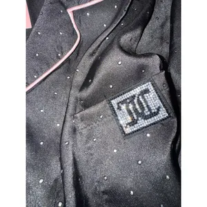 Juicy Couture Black Satin Blinged Womens Pajama Set Size Xlarge thumbnail 2