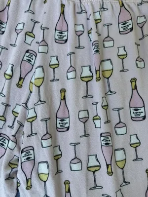 Pink Wine Print Pajama Jogger Pants Size M thumbnail 8