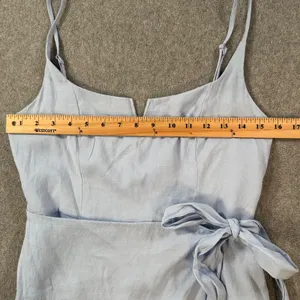 Hello Molly Blue Mini Dress Size 8 Ruffle Wrap Spaghetti Strap New thumbnail 5