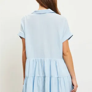 Mustard Seed Sky Blue Tiered Mini Dress thumbnail 3