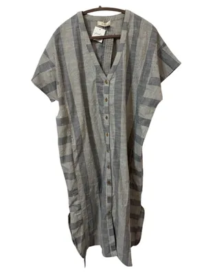 Pehr 100% Organic Cotton Coastal Stripe Caftan Kaftan Waist Mama Denim L/XL thumbnail 2