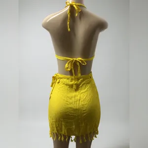 Zuliana Yellow 100% Rayon Skirt Set Size Small Made in USA New With Tags thumbnail 3