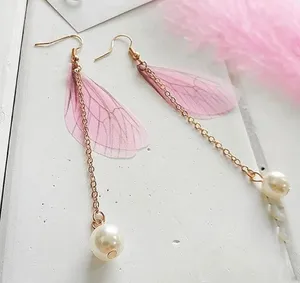 Butterfly Wings Pearl Drop Dangle Earrings thumbnail 1
