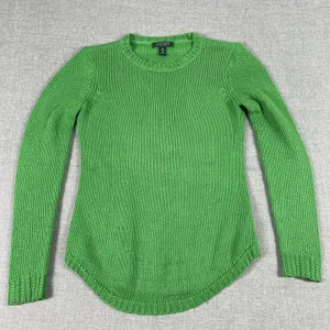 Lauren Ralph Lauren Sweater Womens PM Green Crew Neck Chunky‎ Knit Shirttail Hem thumbnail 1