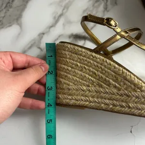 Nine West Jill Metallic Gold Classic Espadrille Wedge Sandals Size 9 thumbnail 9