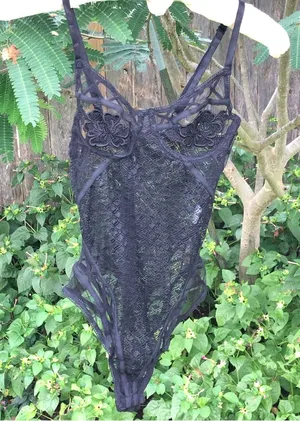 Naked Wardrobe Black Lace Bodysuit S thumbnail 1