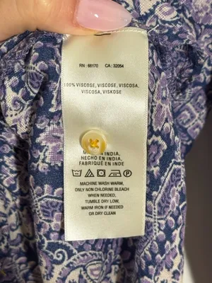 Anthropologie Lavender and Navy Paisley Button-Front Blouse thumbnail 5