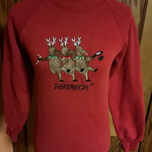 Vtg 80s Reindancing embroidered Holiday Sweatshirt thumbnail 8