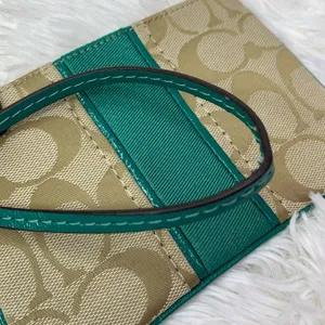 COACH Green Khaki Signature Canvas Wristlet thumbnail 4