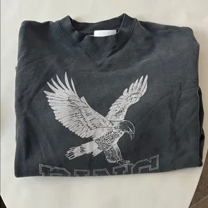 Anine Bing Retro Alto Eagle Graphic Organic Cotton Sweatshirt Washed Gray Black thumbnail 7