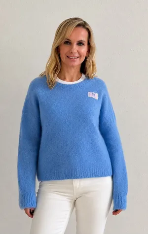 Easy Clothes Blue Kid Mohair Blend Fuzzy Sweater Self Love Club thumbnail 1