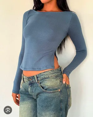 Motel Rocks XS NEW Dinar Split Hem Top In Mineral Blue thumbnail 1