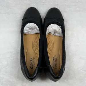 Clarks‎ Sara Bay Black Leather Ballet Flats Ultimate Comfort Round Toe Shoes 8M thumbnail 4
