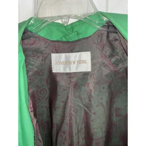 Vtg 90s Jones New York Kelly Green Trench Balmacaan Coat L/XL FLAWs Minimalist thumbnail 5