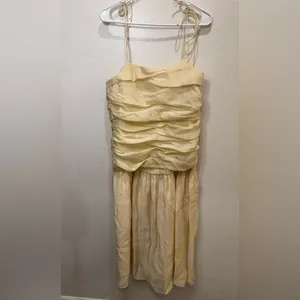 Zara ZW‎ Collection Drape Midi Yellow Dress Size L thumbnail 7