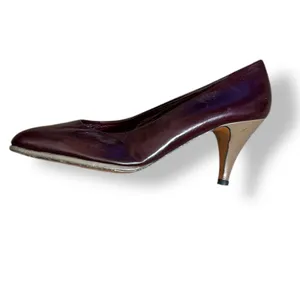 Vintage 80s Burgundy Leather Heels Size 7N Miguel Hernandez Bullock’s Spain‎ thumbnail 2