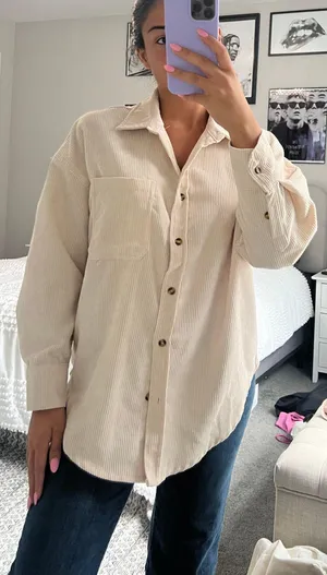 Long Sleeve Button Down Shirt Tan thumbnail 1