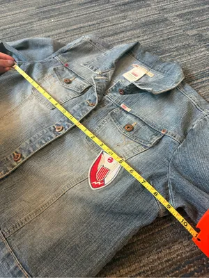 Indigo Red Vintage Y2K Denim Jacket Women’s XL Light Wash thumbnail 9