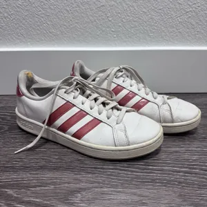 Adidas White Sneakers w/Pink Stripes thumbnail 2