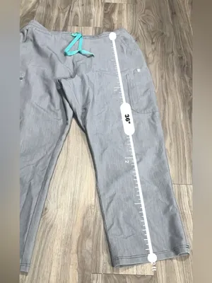 Figs Heather Gray Track Pants with Teal Drawstring thumbnail 6
