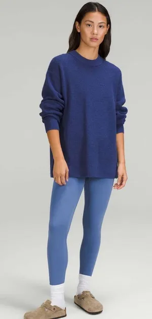 Lululemon Merino Wool-Blend Ribbed Crewneck Sweater Heathered Psychic Blue thumbnail 1