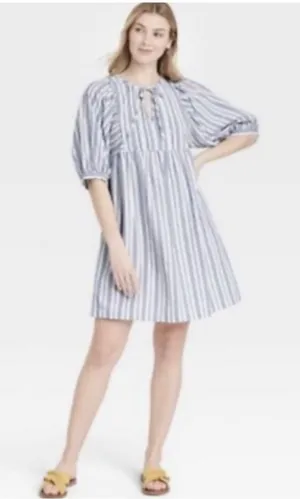 Universal Threads Women's Puff Sleeve Mini Striped‎ Dress Size S thumbnail 1