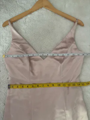 Dessy After Six Draped COWL-BACK Princess Line Dress FRONT SLIT in Cameo Size 4 thumbnail 6