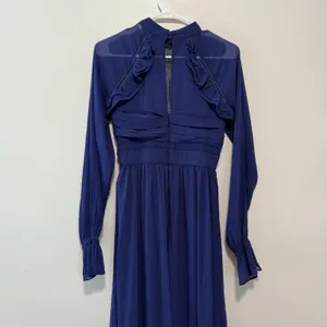 Rachel Parcell NWT Crinkle‎ Chiffon Navy Blue Floral Midi Dress Size 0 thumbnail 7