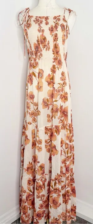 Free People Intimately Garden Party Floral Maxi Dress Medium Tie Straps thumbnail 1