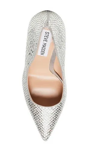 Steve Madden Silver Vivie Rhinestones Heels Pumps thumbnail 4
