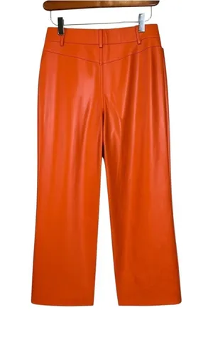 Avec Les Filles Orange Faux Leather Wide Leg Pants Size M thumbnail 1