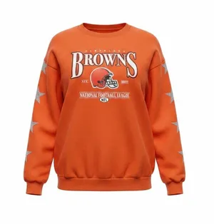 Cleveland Browns Rhinestone Sweatshirt Orange Size XL thumbnail 1
