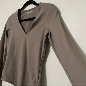 Abercrombie & Fitch Bodysuit Taupe Small Double Lined‎ Long Sleeve thumbnail 3