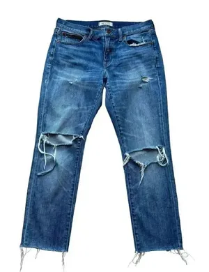 Madewell slim boyjean denim distressed jeans High rise, ripped SZ 26 # 1833 thumbnail 1