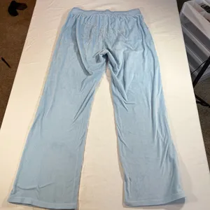 Juicy Couture womens light blue velour pants. Size XL. Juicy bedazzle, wide leg thumbnail 3