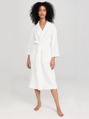 $138 NWT Barefoot Dreams Muslin Cotton Spa Robe in sea salt size 2=Medium thumbnail 2
