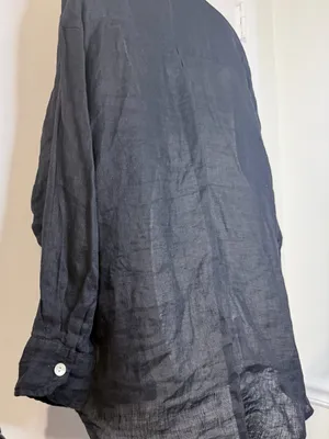 Vitamin A Eco Linen Oversized Collared Long Sleeve Shirt Black Women's Size S thumbnail 10