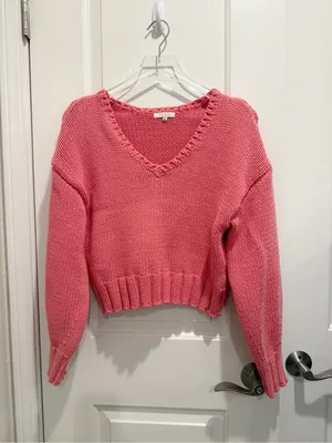 Z SUPPLY Vida Sweater Sunset Pink V-neck Cropped size Medium thumbnail 2
