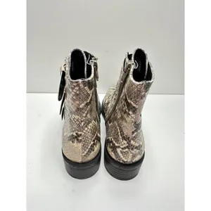 STEVEN NEW YORK Beige Snake‎ Buckle Accent Studded Hazan Almond Toe Block Heel thumbnail 8