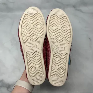NEW TOMS Alpargata Dark Rose Textured Glitter Cord Slip On Loafer Shoes Pink 5.5 thumbnail 10