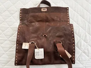 Free People We The Free Shay Brown Leather Studded Tote Bag Boho Western Crossbody SOLD OUT thumbnail 8