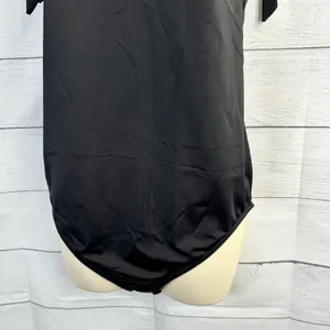 ASOS Black Back Plunge Shoulder Tie One Piece Swimsuit Sz 8 Bathing Suit Resort thumbnail 7