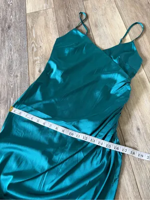 Forever 21 Teal Satin Slip Maxi Dress thumbnail 10