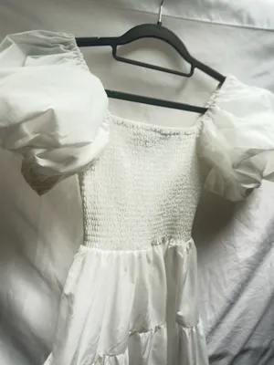 Petal & Pup - ANNETTE PUFF SLEEVE SHIRRED MIDI DRESS - WHITE XS thumbnail 9