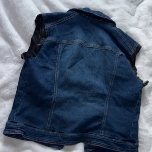 Cato Denim Vest Faux Leather Trim Size M Button Front thumbnail 11