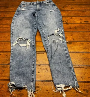 Garage Denim Mom Jeans Blue Distressed Ripped High Rise‎ Womens Size 03 26 thumbnail 1