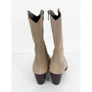 NEW TOP 3 Leather Mid Calf Cowboy‎ Boots Women's Size 8 Tan Western thumbnail 5