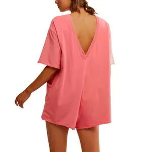 NEW Free People Movement Neon Coral Oversized Shapeless Hot Shot Tee Romper XS thumbnail 11