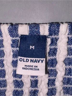Old Navy Striped Maxi Dress‎ Med Blue White Linen Cottagecore Picnic Dorothy thumbnail 3